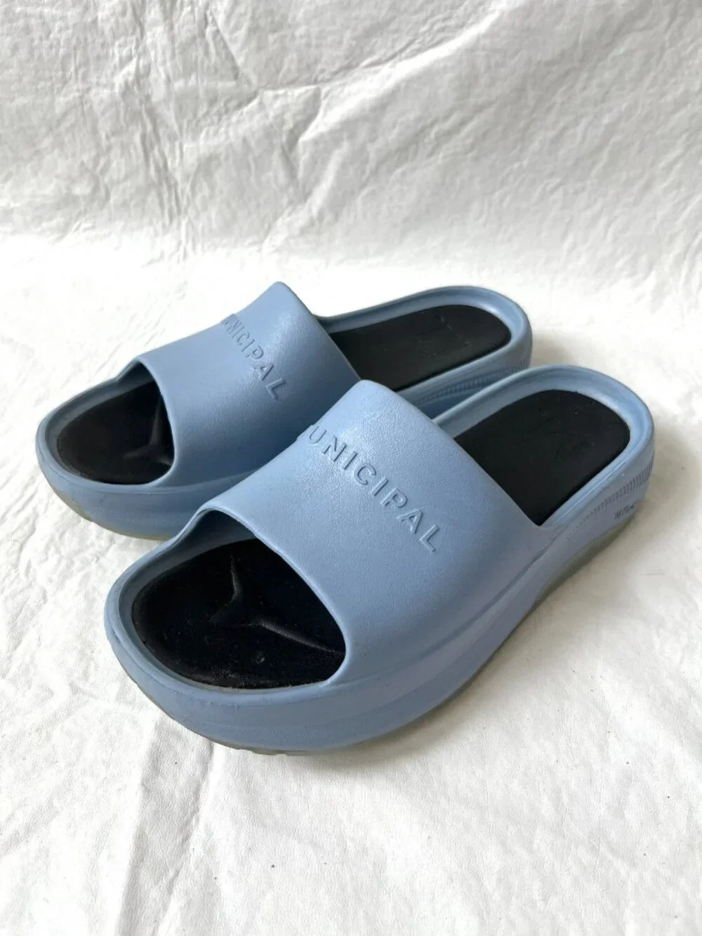Municipal slide sandals Podium light blue mens 8 m float foam comfortable